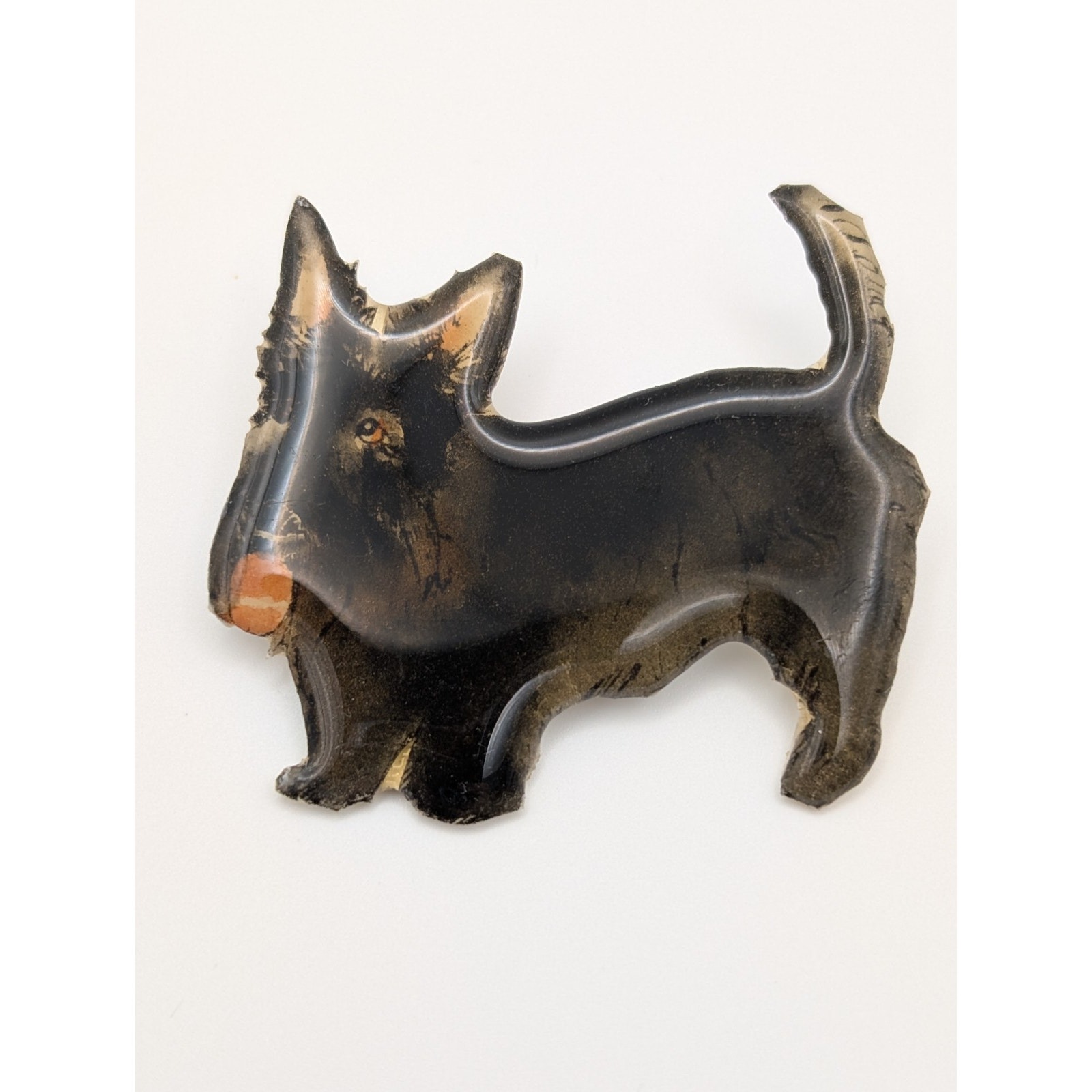 Mb Design Scottish Terrier Dog Brooch Nina Hand Painted Ceramic Signed Dogs 9/2